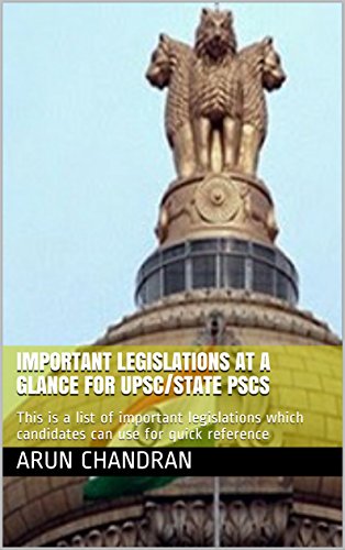 Important Legislations at a Glance for UPSC/State PSCs: This is a list of important legislations which candidates can use for quick reference