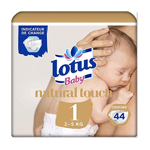 Lotus Baby Natural Touch  – Couches Taille 1 (2-5 kg/Nouveau-Né) - x44 couches - Lot de 2 (88 couches)