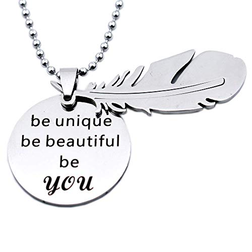 N.egret Vintage Angel Feather Pendant Daughter Mom Necklace Chain Fashion Jewelry Encouragement Gift for Teen Friend