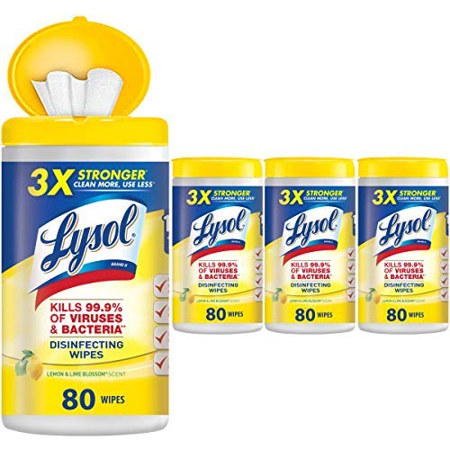 Lysol Disinfecting Wipes, Lemon & Lime Blossom, 320ct (4X80ct)