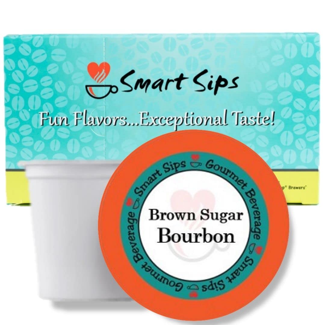 Smart Sips Coffee, Brown Sugar Bourbon Coffee, Medium Roast Gourmet Flavored Coffee Pods, 24 Count, Compatible With All Keurig K-cup Machines