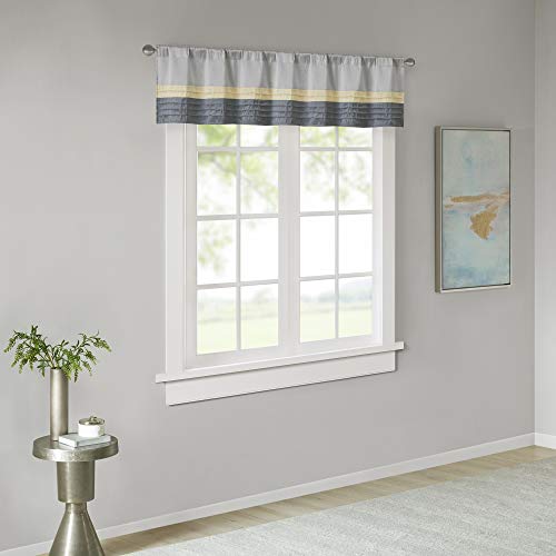 Madison Park Amherst Single Panel Faux Silk Rod Pocket Curtain With Privacy Lining for Living Room, Window Drapes for Bedroom and Dorm, 50x18, Yellow