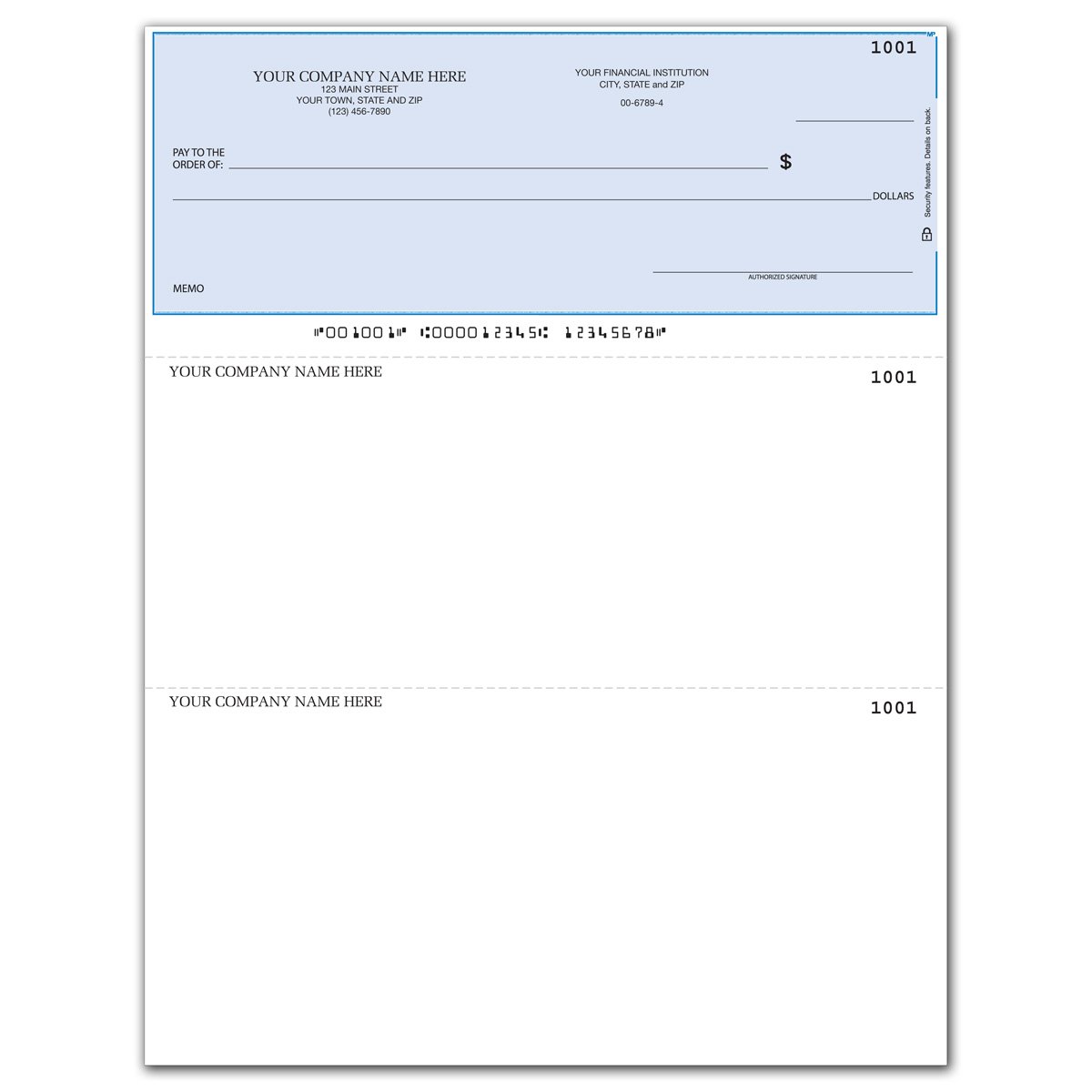 CheckSimple Laser Business Checks, Compatible with QuickBooks/Quicken - Top Format, Lined (100 Qty) - Custom