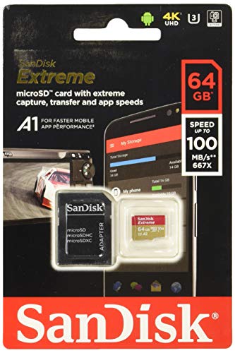 Book Cover SanDisk Extreme 64GB microSD, microSDHC, microSDXC, 4K UHD- SDSQXA2-064G-GN6MA, A1/A2