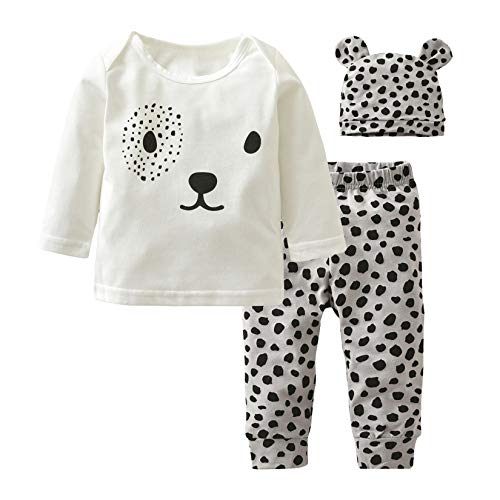 Baby Boys Girls Clothes Long Sleeve Leopard T-Shirt Pants Hat Outfits Set