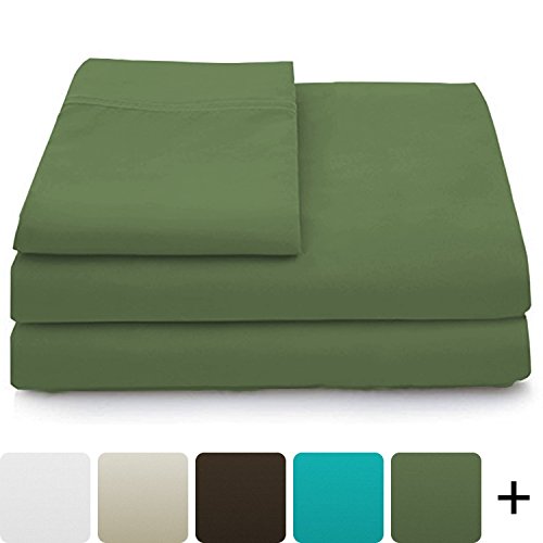 Cosy House Collection Luxury Bamboo Bed Sheet Set - Hypoallergenic Bedding Blend from Natural Bamboo Fiber - Resists Wrinkles - 3 Piece - 1 Fitted Sheet, 1 Flat, 1 Pillowcase - Twin, Sage Green