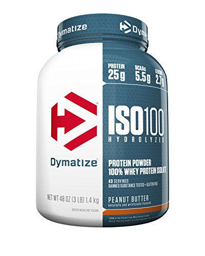 Dymatize ISO 100 Whey Protein Powder with 25g of Hydrolyzed 100% Whey Isolate, Gluten Free, Fast Digesting, Peanut Butter, 3 Pound