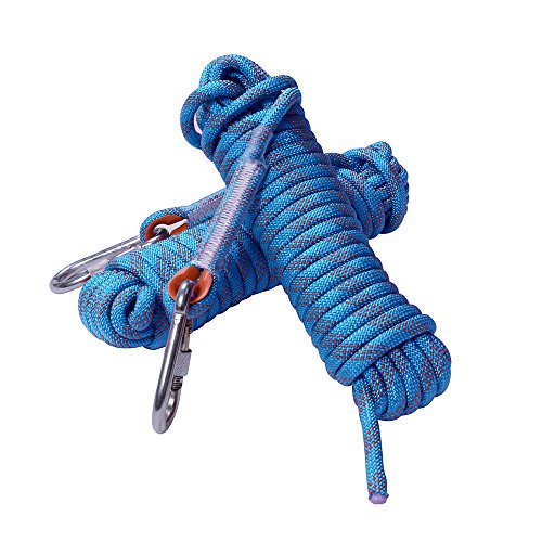 Rock Climbing Rope, 12mm Diameter Outdoor Hiking Accessories High Strength Cord Safety Rope(10m,32ft)(20m,64ft) (30m,94ft) (Blue, 98ft)