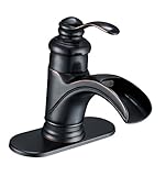 BWE Waterfall Single Handle Bathroom Sink Faucet Oil Rubbed Bronze Deck Mount Lavatory Commercial