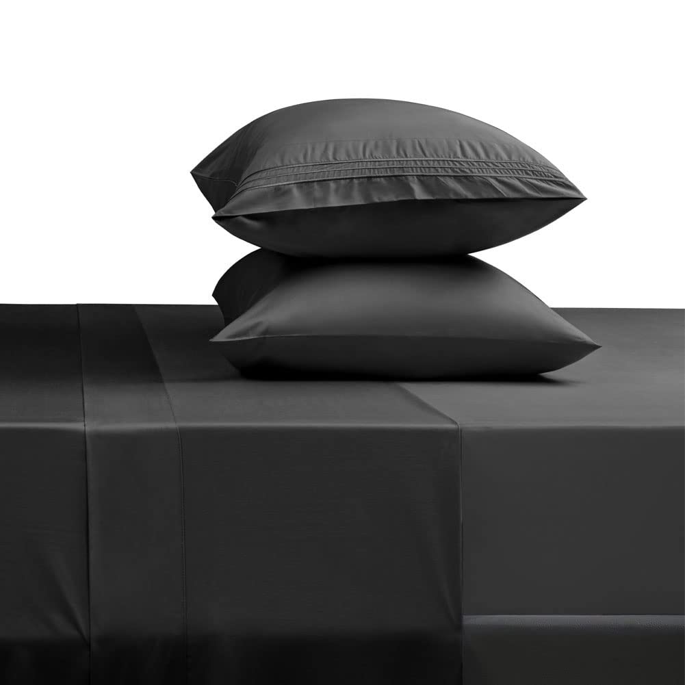 Book Cover SONORO KATE Bed Sheet Set Super Soft Microfiber 1800 Thread Count Luxury Egyptian Sheets 18-Inch Deep Pocket Wrinkle-4 Piece(Queen Black) Black Queen