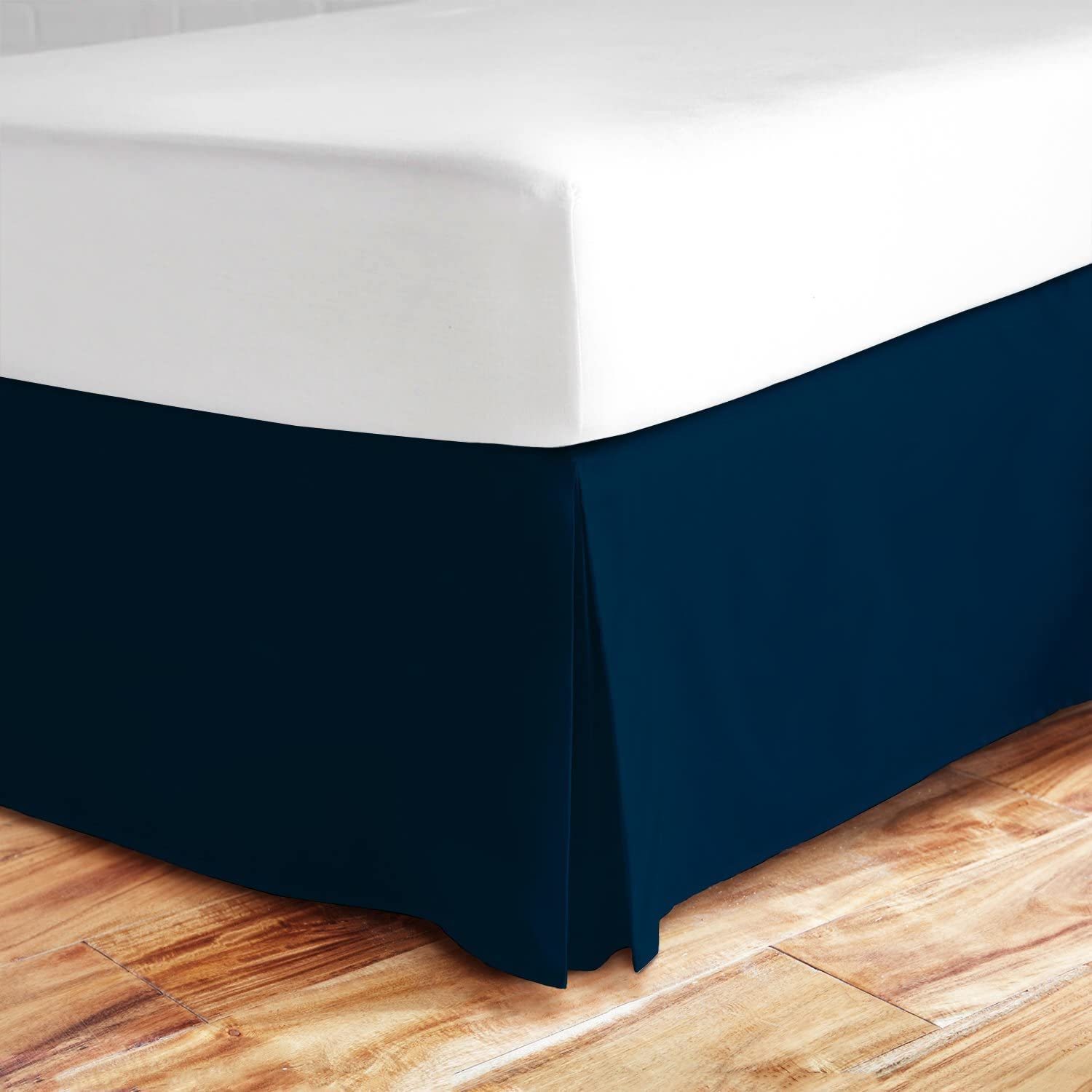 Book Cover Zen Bamboo Ultra Soft Bed Skirt - Premium, Eco-friendly, Hypoallergenic, and Wrinkle Resistant Rayon Derived From Rayon Dust Ruffle with 15-inch Drop Queen / Navy