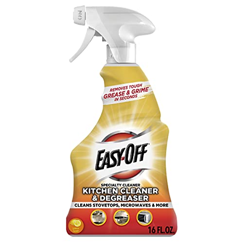 Book Cover Easy Off Specialty Kitchen Degreaser Cleaner, Clear, Lemon, 16 Fl Oz