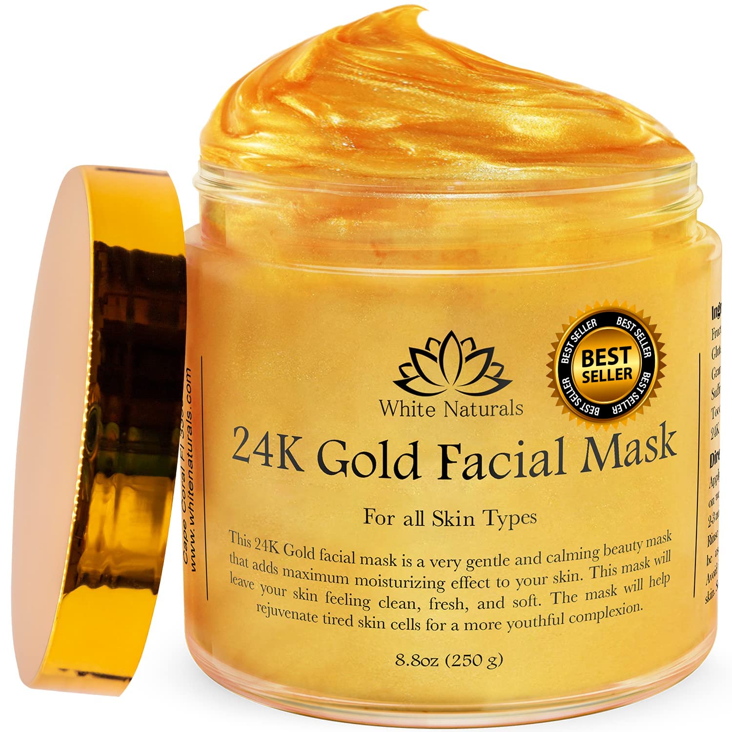 Book Cover White Naturals 24K Gold Facial Mask, Anti-Aging Gold Face Mask For Flawless & Moisturizes Skin, Helps Reduces Wrinkles, Fine Lines & Acne Scars, Removes Blackheads, Dirt & Oils