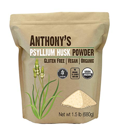 Book Cover Anthony's Organic Psyllium Husk Powder, 1.5 lb, Gluten Free, Non GMO, Finely Ground, Keto Friendly