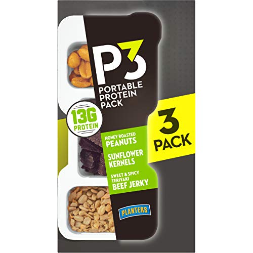 Book Cover P3 Portable Protein Snack Pack with Honey Roasted Peanuts (Sunflower Kernels & Teriyaki Beef Jerky, 12 ct Pack, 4 Boxes of 3 Trays)