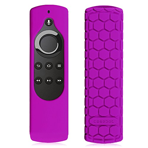 Book Cover Fintie Silicone Case for Fire TV 4K / 2nd Gen Fire TV Stick / Fire TV Cube Voice Remote, Compatible with Echo / Echo Dot Alexa Voice Remote - Honey Comb Series [Anti Slip] Shock Proof Cover, Purple