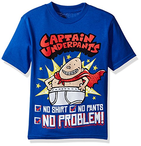 Book Cover Captain Underpants boys Captain Underpants Short Sleeve T-shirt T Shirt, Royal, Small US