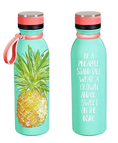 Cypress Home Stainless Steel Water Bottle, 20 Ounces (Motivational Pineapple)