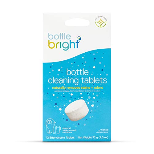 Book Cover BOTTLE BRIGHT unisex-adult Bottle Bright (12 Tablets) - All Natural, Biodegradable, Chlorine & Odor Free Water Bottle & Hydration Pack Cleaning Tablets Clear