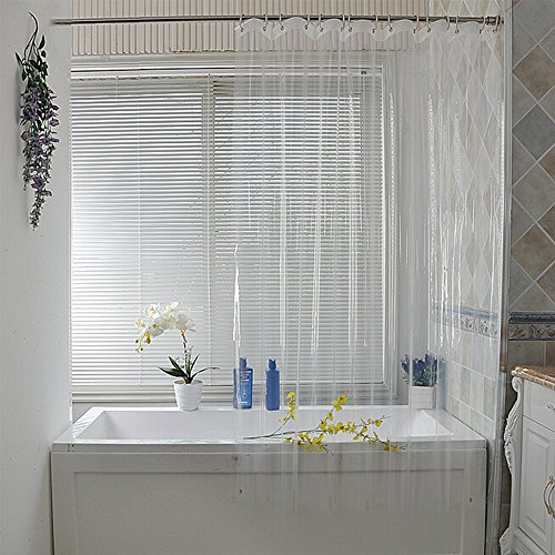Book Cover Eforgift Weighted Clear Shower Curtain Liner Waterproof, Narrow Size Shower Curtain for Bathroom with 2 Magnets (36Wx72L, Clear)