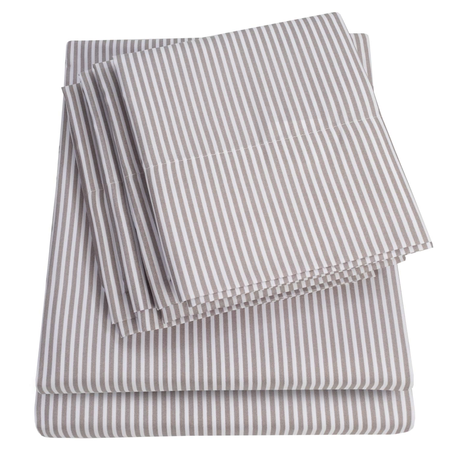 King Size Bed Sheets - 6 Piece 1500 Supreme Collection Fine Brushed Microfiber Deep Pocket King Sheet Set Bedding - 2 Extra Pillow Cases, Great Value, King, Classic Stripe Gray Classic Stripe Gray King