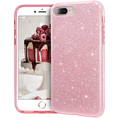 MATEPROX iPhone 8 Plus case,iPhone 7 Plus Glitter Bling Sparkle Cute Girls Women Protective Case for iPhone 7 Plus/8 Plus 5.5" (Pink)