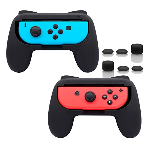 Book Cover FASTSNAIL Grips Compatible with Nintendo Switch for Joy Con & OLED Model for Joycon, Wear-Resistant Handle Kit Compatible with Joy Cons Controllers, 2 Pack(Black)