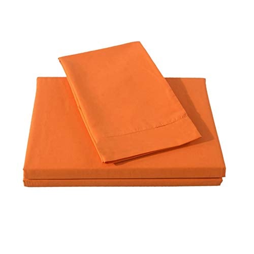 Book Cover HollyHOME 1500 Soft Brushed Microfiber Bed Sheet Set, 3 Pieces Twin Size Sheets, Orange