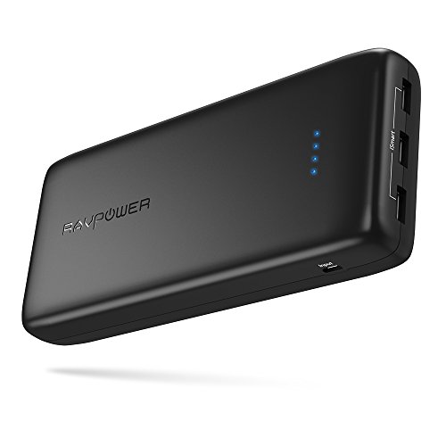 Book Cover Portable Charger 32000 RAVPower 32000mAh Battery Pack 6A Output, USB Power Banks for iPhone Xs, iPhone X, Galaxy and More (3-Port, 2.4A Input, Triple iSmart 2.0 USB)