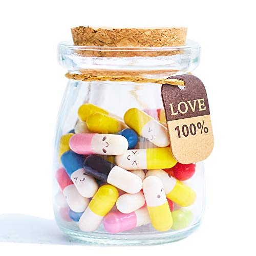 Running Ant Message in a Bottle Capsule Letter 50 Pcs Cute Smiling Face Love Friendship Half Color Pill