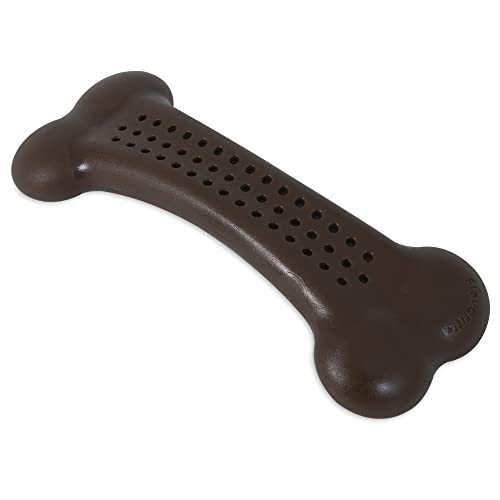 Pet Qwerks Barkbone Flavorit Peanut Butter Flavor Bone - Fillable Surface for Spreads; Tough Durable Toys for Aggressive Power Chewers | Made in USA - Medium & Small Dogs