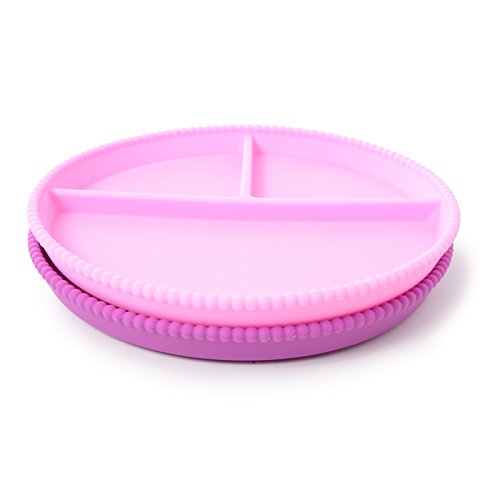 Chewbeads Silicone Divided Plates - Set of 2 - Non Slip Toddler and Baby Plates - Dishwasher, Microwave & Freezer Safe Silicone Plates for Baby - 100% Silicone, BPA Free & Phthalate Free