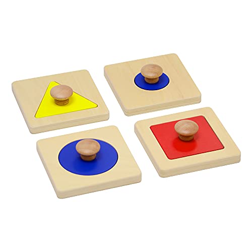 Book Cover Elite Montessori Thick Single/Multiple Shape Jumbo Knob Puzzles Preschool Toddler Learning Material (Single Shape Puzzles)