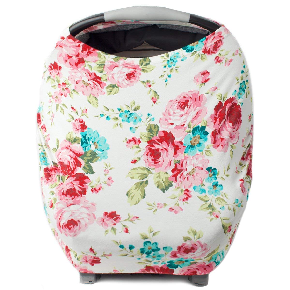Book Cover Kids N’ Such Baby Car Seat Cover Car Seat Canopy & Nursing Cover, White Floral