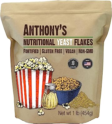 Book Cover Anthony's Premium Nutritional Yeast Flakes, 1 lb, Fortified, Gluten Free, Non GMO, Vegan