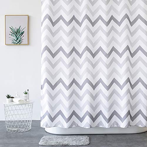 Book Cover Aimjerry Waterproof Chevron Fabric Shower Curtain for Bathroom (Grey and Purple), Cleaning 72-inch x 72-inch