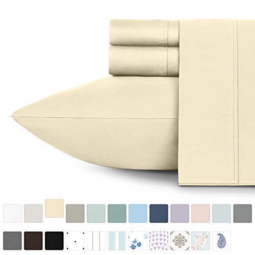 California Design Den 400 Thread Count Solid Twin XL Sheet Set (3 pc, Vanilla Yellow) - 100% Pure Natural Cotton, Long Staple, Shrink Resistant, Deep Pocket, Soft & Silky Sateen Weave