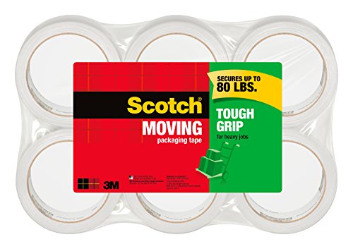 Scotch Tough Grip Moving Packaging Tape, 1.88 in. x 43.7 yd., 6 Roll/sPack