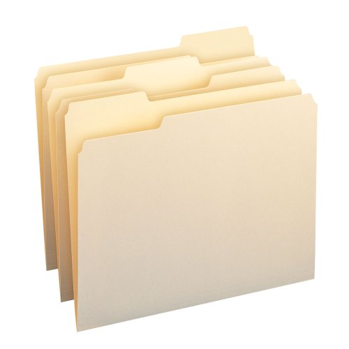 Book Cover Smead File Folder, 1/3-Cut Tab, Assorted Position, Letter Size, Manila, 200 Per Box (10382)