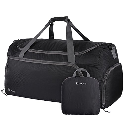 OXA Lightweight Foldable Travel Duffel Bag with Shoes Bag, Black