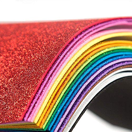10 Sheets Glitter Foam Paper Sparkles Self Adhesive Sticky 30 X 20cm A4 Decorative Craft Scrapbook for Children's Craft Activities DIY Art Cutters, Back to School Supplies Gifts