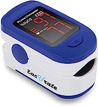 Book Cover Zacurate 500BL Fingertip Pulse Oximeter Blood Oxygen Saturation Monitor with Batteries and Lanyard Included (Navy Blue)