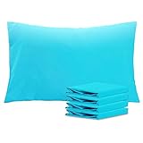 NTBAY Queen Pillowcases Set of 4, 100% Brushed Microfiber, Soft and Cozy, Wrinkle, Fade, Stain Resistant with Envelope Closure, 20"x 30", Blue