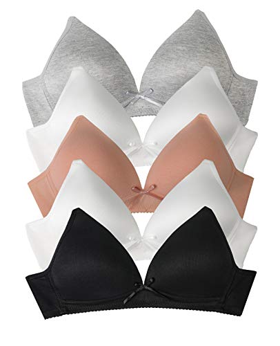 Barbra Lingerie Big Girls Bras for Teen Girl Wireless Molded Padded Juniors Training Bra 5 Pack (32) 32A Assorted Colors