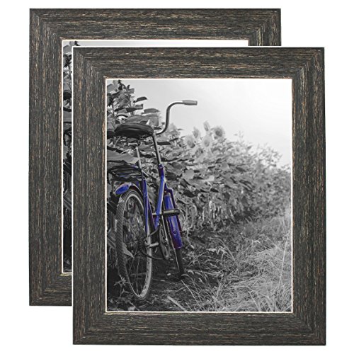 Book Cover Americanflat 8x10 Rustic Brown Picture Frame with Polished Glass - Horizontal and Vertical Formats for Wall and Tabletop - Pack of 2 (PS0810BR2PK)