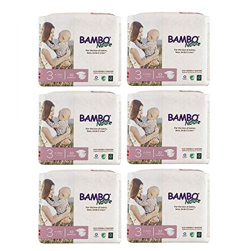 Book Cover Bambo Nature Premium Eco-Friendly Baby Diapers (SIZES 1 TO 6 AVAILABLE), Size 3, 198 Count