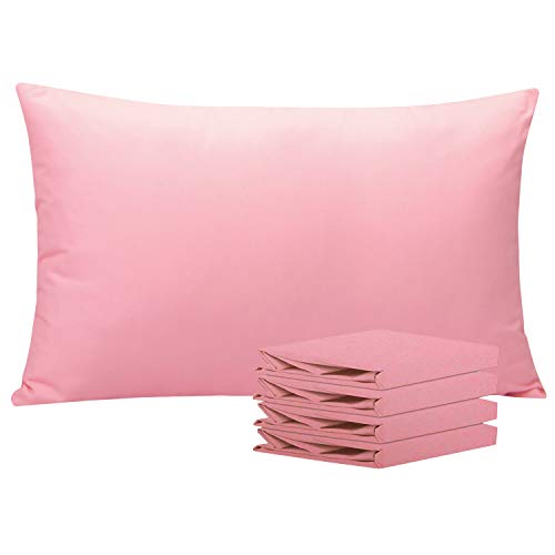 NTBAY Queen Pillowcases Set of 4, 100% Brushed Microfiber, Soft and Cozy, Wrinkle, Fade, Stain Resistant with Envelope Closure, 20"x 30", Pink