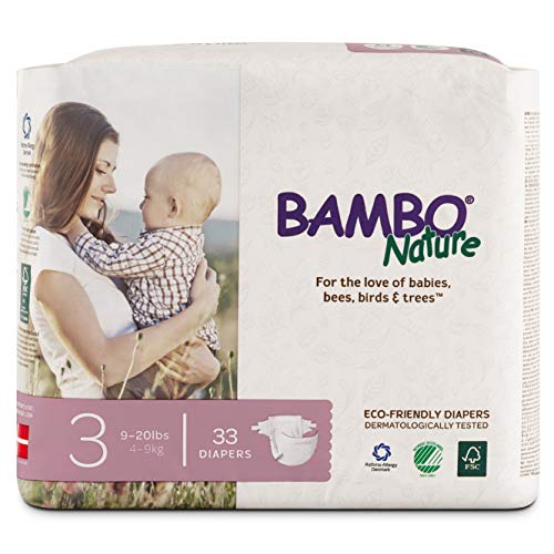 Bambo Nature Eco Friendly Premium Baby Diapers for Sensitive Skin, Size 3 (9-20 lbs), 33 Count