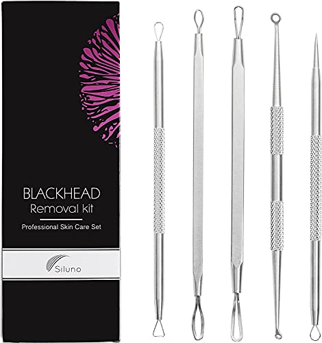 Professional Blackhead Remover Kit Set 5 - Comedone Extractor Pimple Popper Acne Blemish Spots Remover - Facial Treatment - Stainless steel - Better than Oil Cream Gel Mask - Face Skin Care