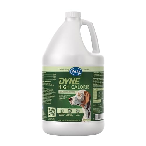 PetAg Dyne High-Calorie Liquid Nutritional Supplement for Dogs & Puppies - Provides Energy, Vitamins, & Extra Nutrition for Pets - 128 Fl Oz (1 Gallon)
